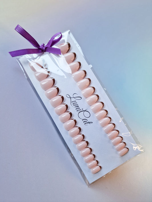 Mocha Frenchie - Short Oval - Press-Ons