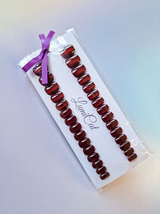 Ruby Rush - Extra Short Squoval - Cat Eye Press-Ons