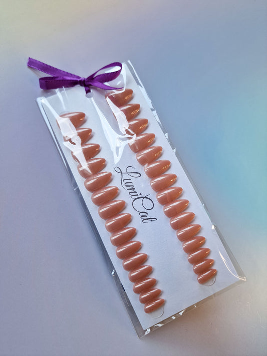Apricot Dream - Short Almond - Pearly Press-Ons