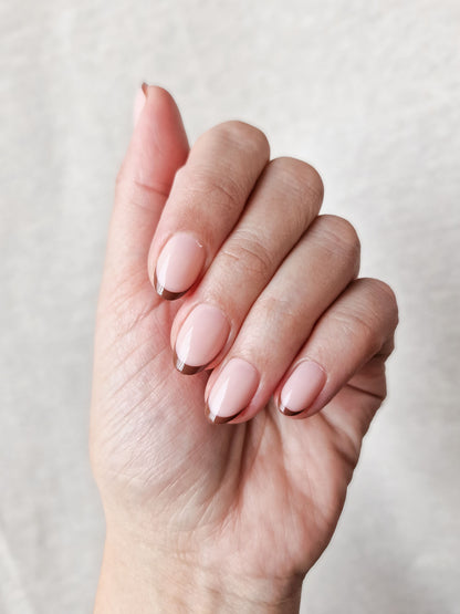 Mocha Frenchie - Short Oval - Press-Ons