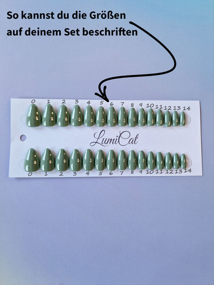 Lowkey Matcha - Short Almond - Chrome Press-Ons