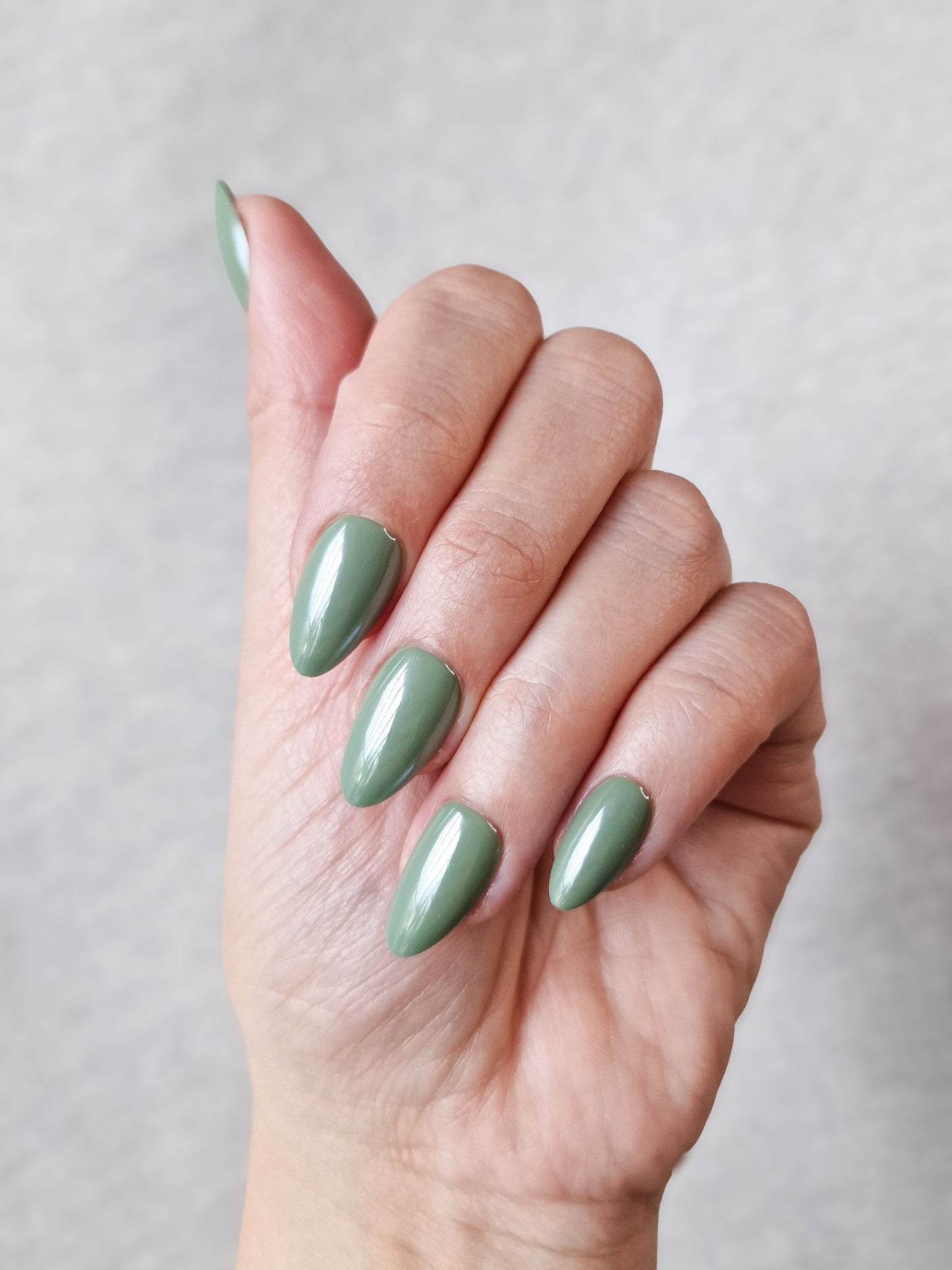 Lowkey Matcha - Short Almond - Chrome Press-Ons