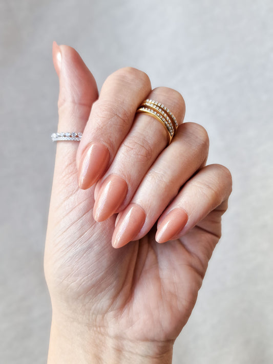 Apricot Dream - Short Almond - Pearly Press-Ons