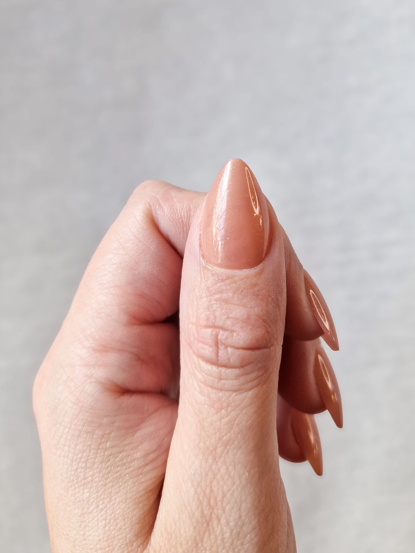 Apricot Dream - Short Almond - Pearly Press-Ons
