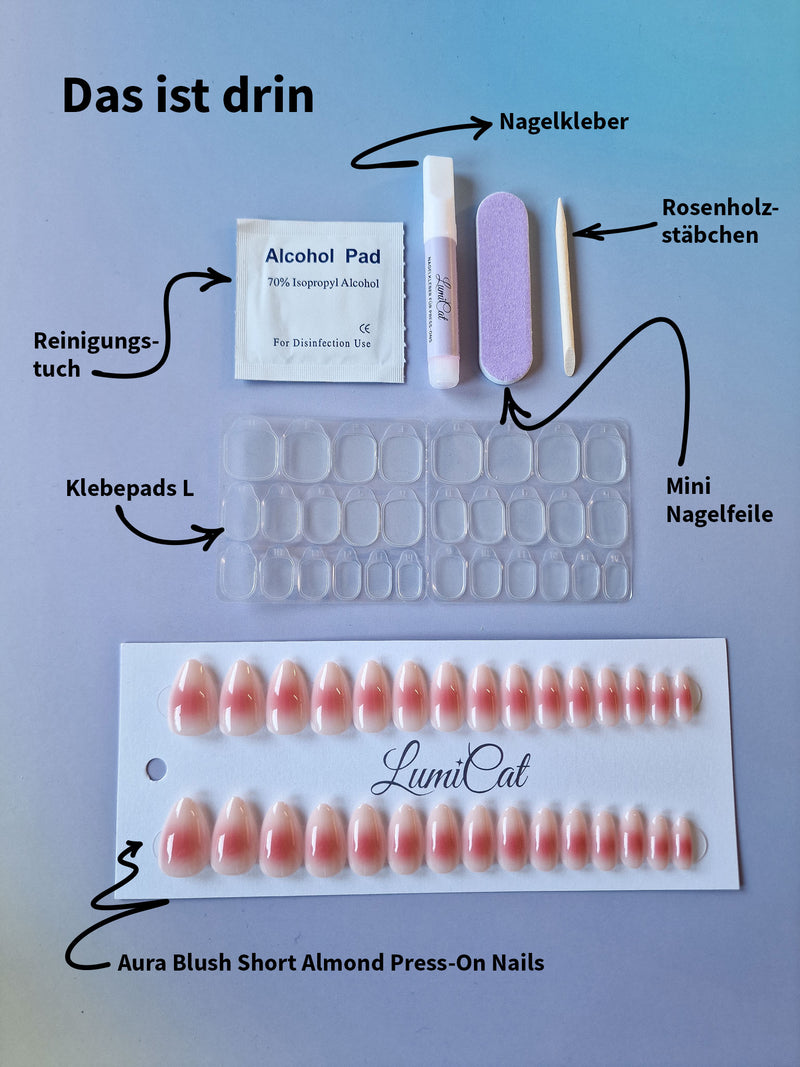 Aura Blush Press-Ons Lieferumfang