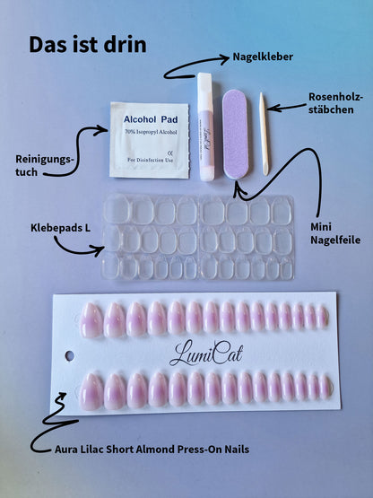 Kombi: The Aura Edit - Aura Blush & Aura Lilac - Short Almond - Press-Ons