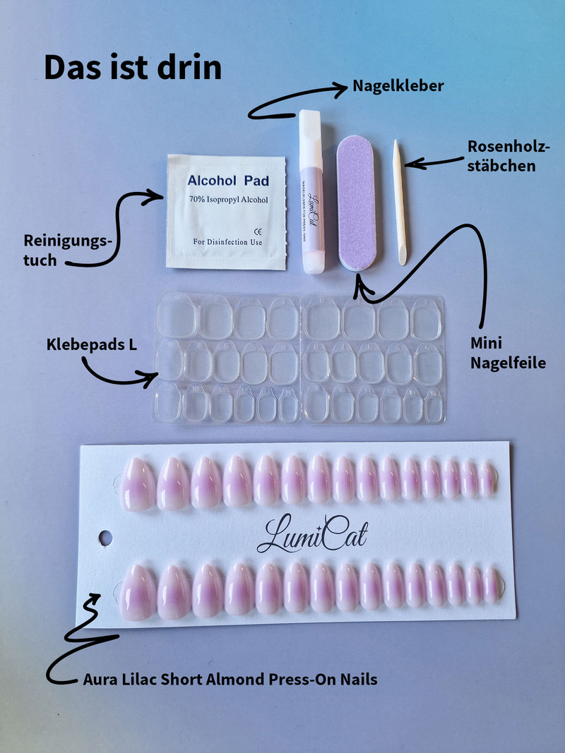 Aura Lilac Press-Ons Lieferumfang