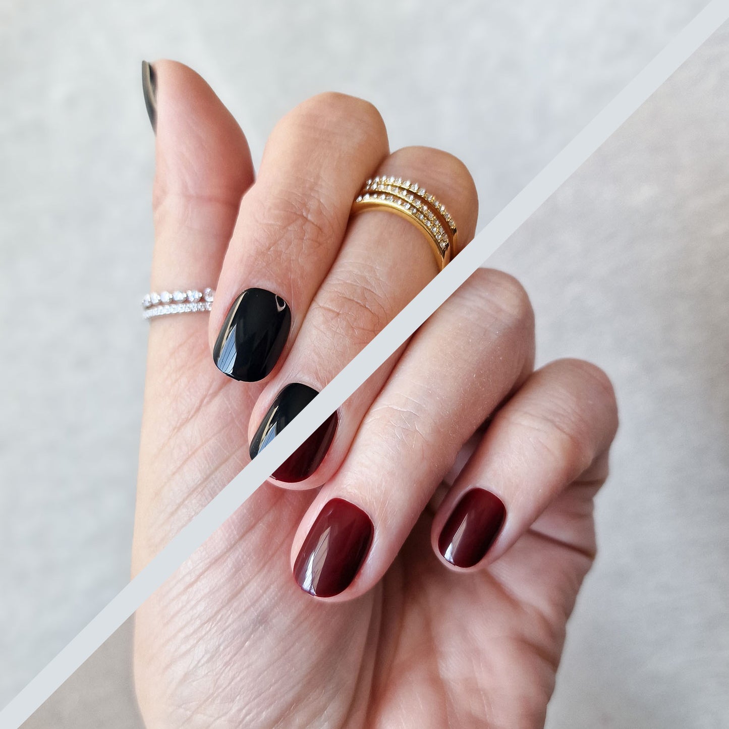 Kombi: The Afterdark Edit - Black Cherry & Blackout - Extra Short Squoval - Press-Ons