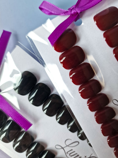 Kombi: The Afterdark Edit - Black Cherry & Blackout - Extra Short Squoval - Press-Ons
