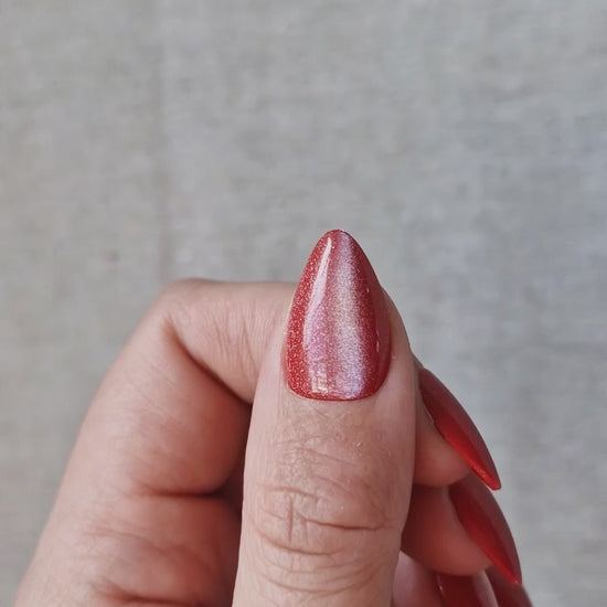 Eternal Flame Short Almond Cat Eye Press-On Nails