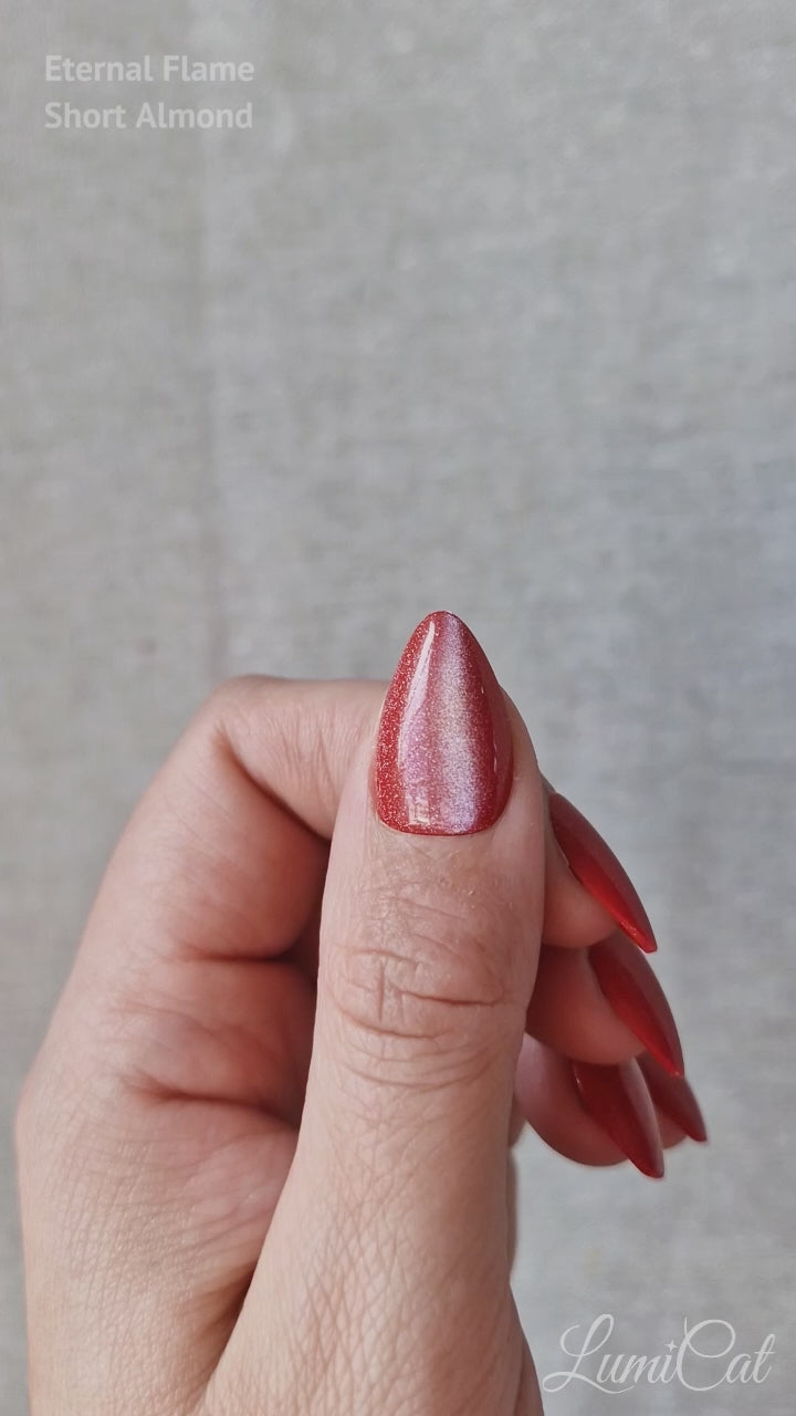 Eternal Flame Short Almond Cat Eye Press-On Nails