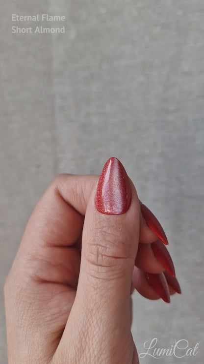Eternal Flame - Short Almond - Velvet Cat Eye Press-Ons