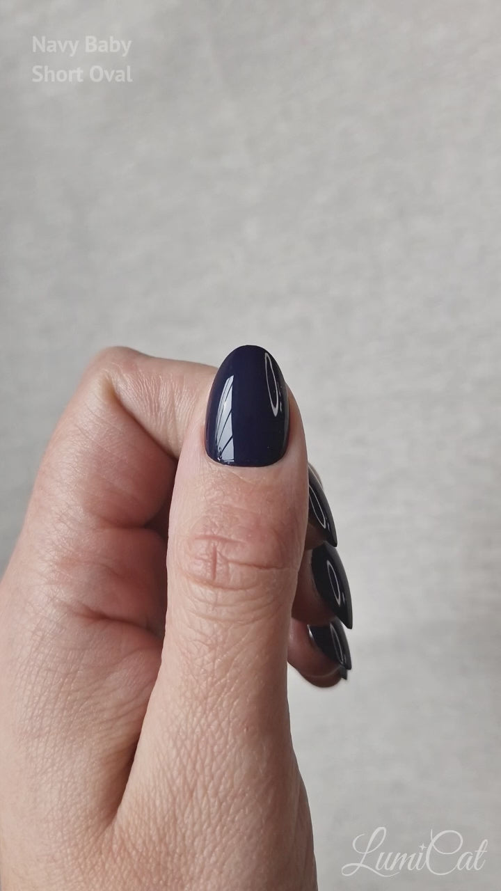 Navy Baby Short Oval Press-On Nails